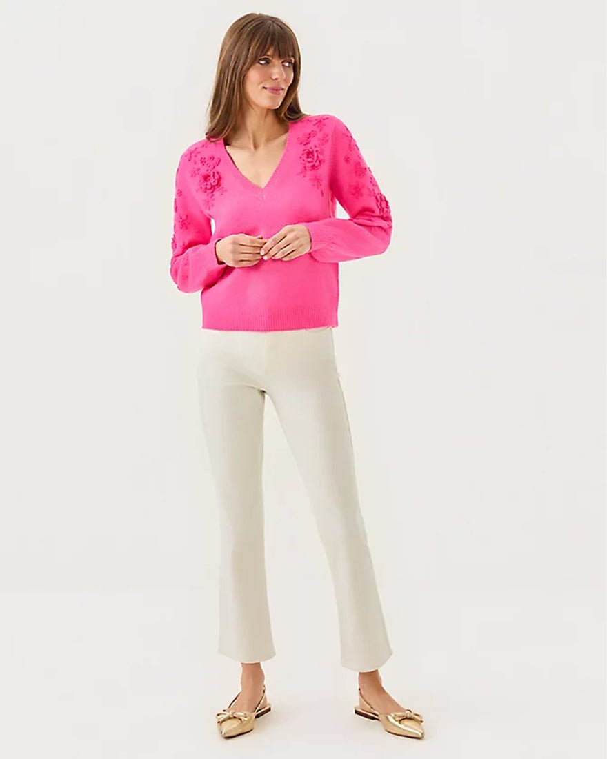 Alayla Sweater - Sun Shell Pink Garden Party Embroidery