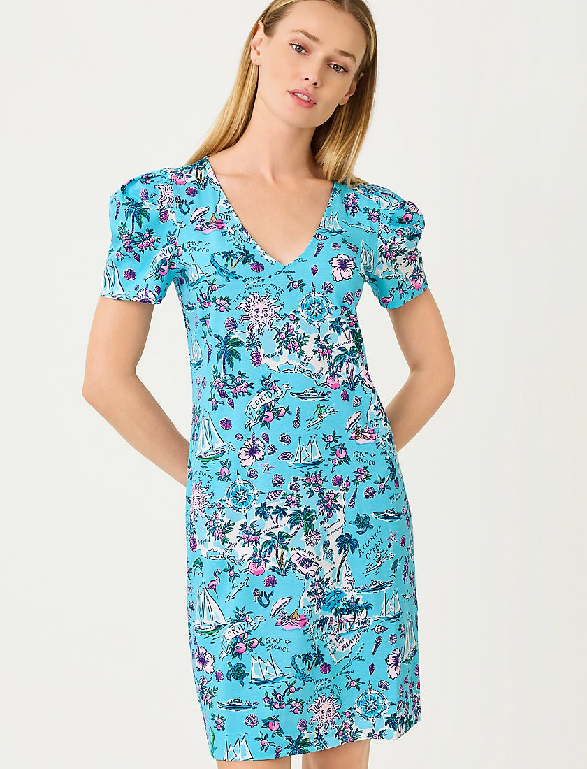 Aleece Short Sleeve Dress - Amalfi Blue Lillys Roadtrip