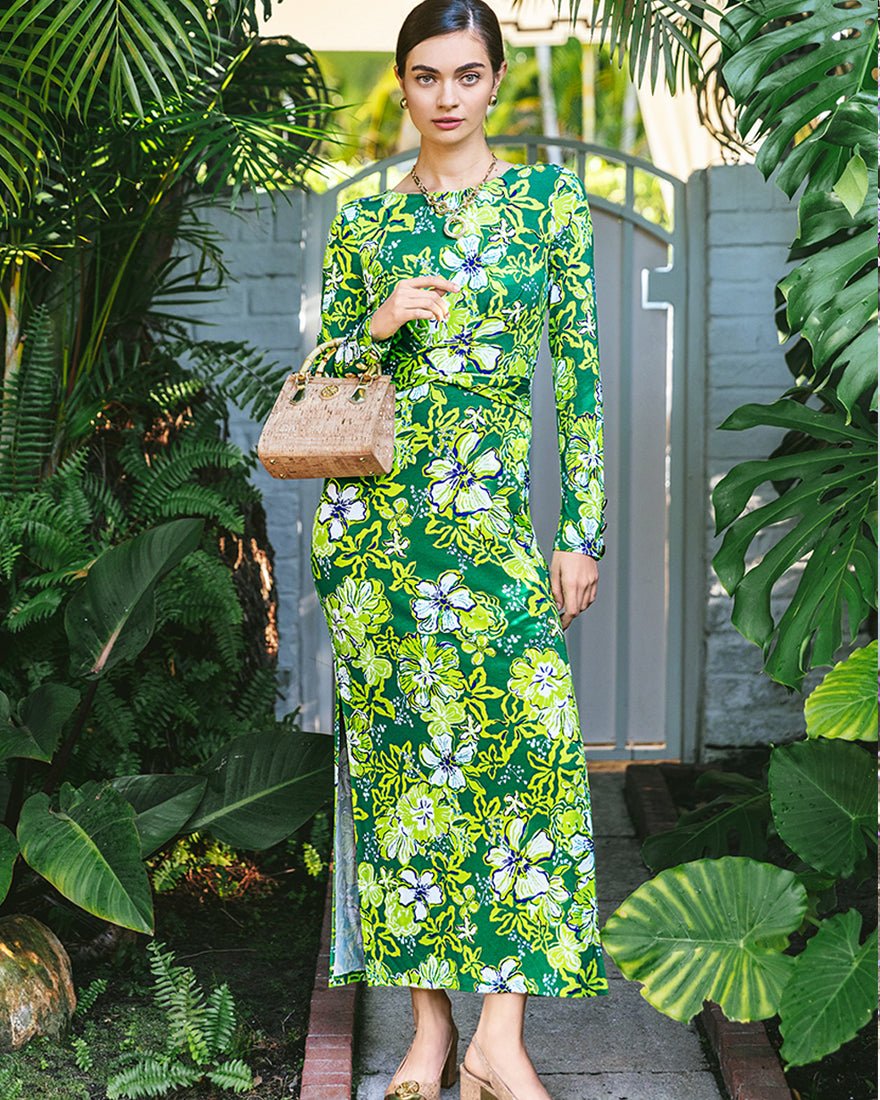 Alessani Maxi Dress - Fiddle Leaf Green Once And Floral