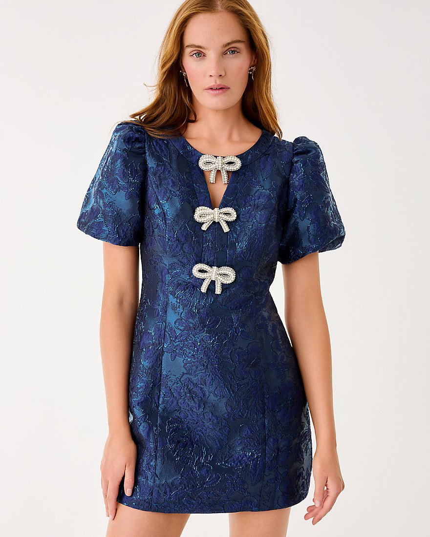 Lilly Pulitzer - Amelie Shift Romper - Low Tide Navy Nightshade Brocade