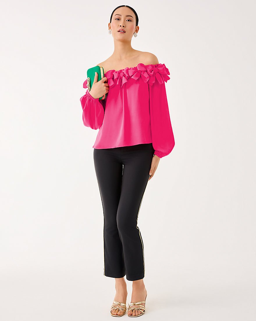Lilly Pulitzer - Ana Embellished Crop Flare Pant - Noir