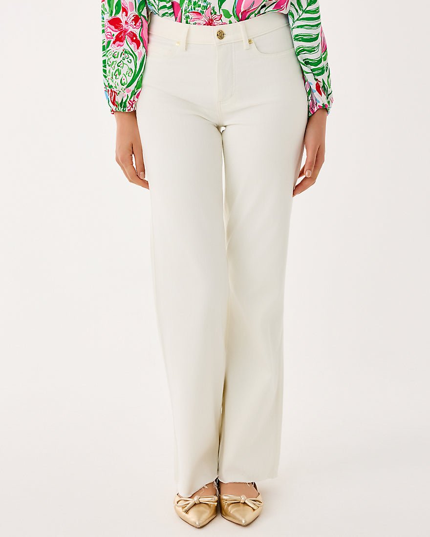 Aniston High Rise Straight Leg Jean - Coconut