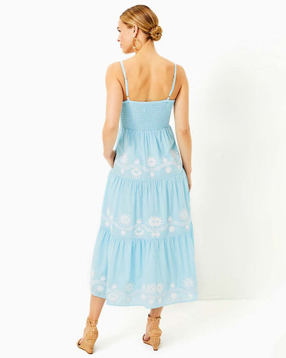 Aviry Embroidered Cotton Midi Dress