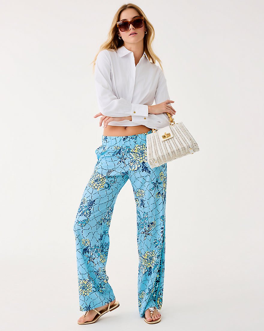 Lilly Pulitzer - Bal Harbour Stretch Palazzo Pant - Bellevue Blue Breakers Beach