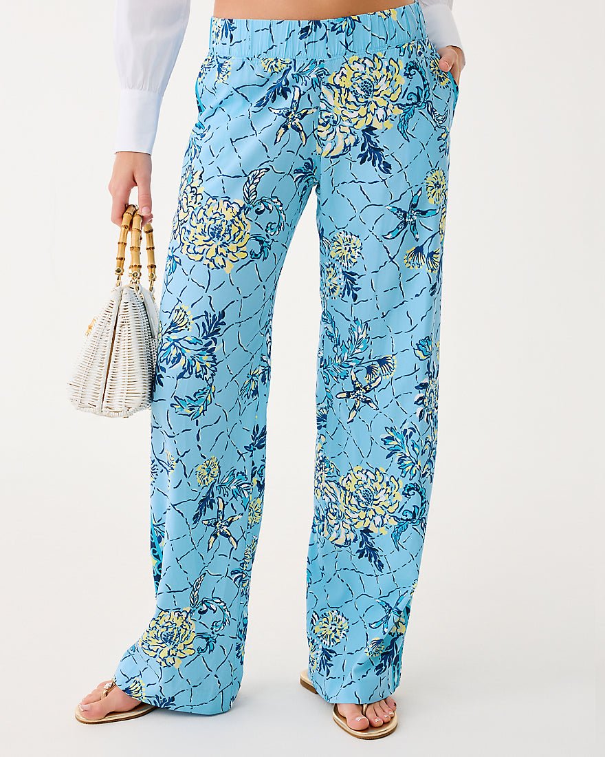Lilly Pulitzer - Bal Harbour Stretch Palazzo Pant - Bellevue Blue Breakers Beach
