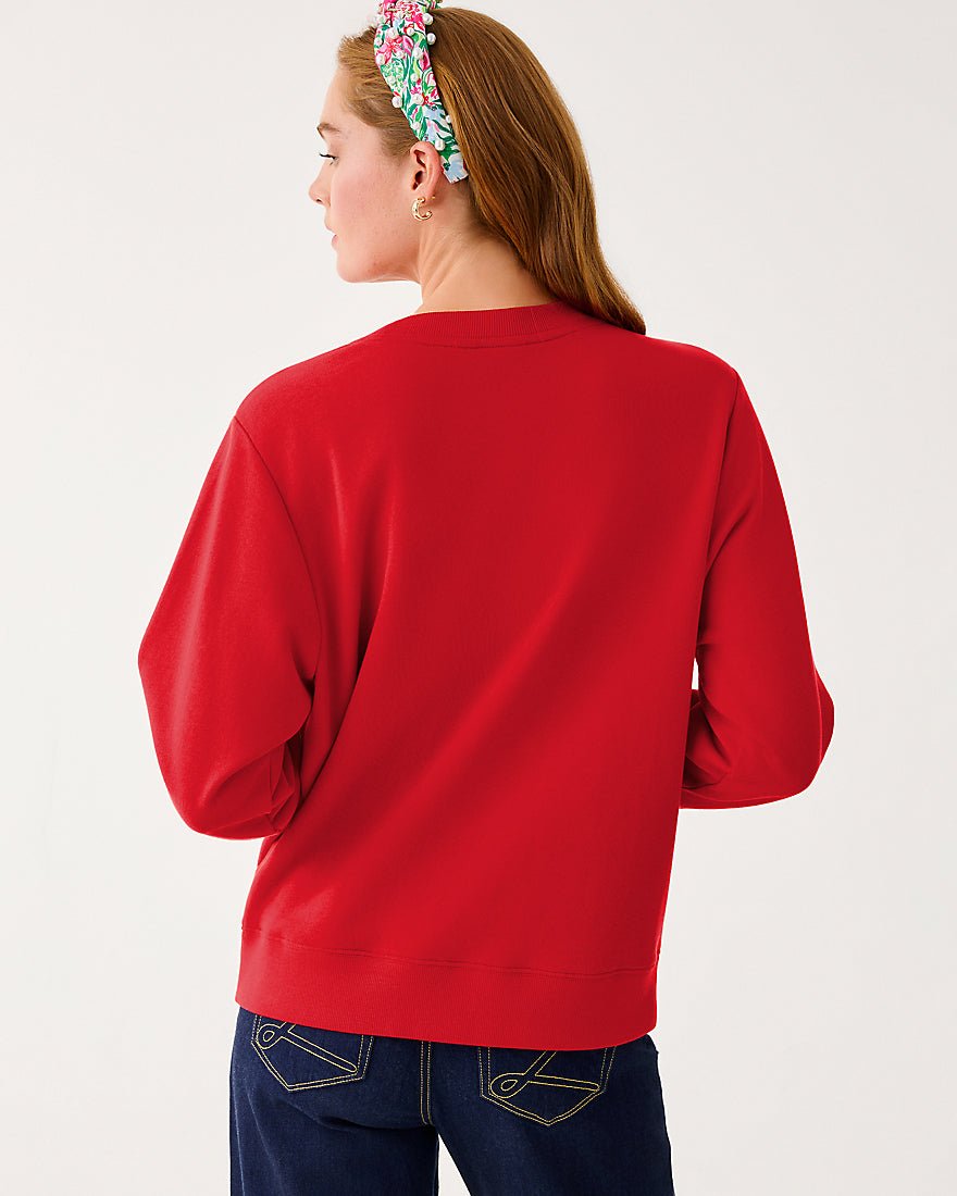 Ballad Long Sleeve Sweatshirt - Cranberry Red Poinsettia Embellishment