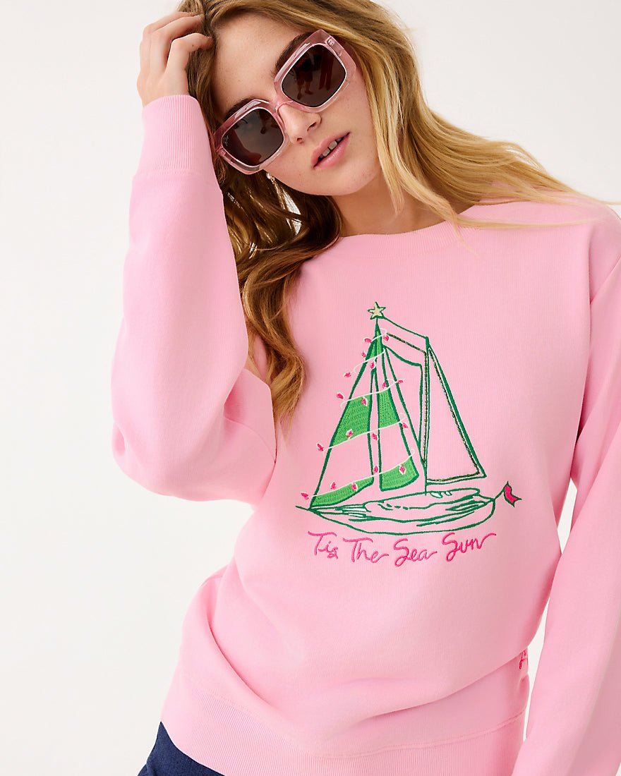Ballad Long Sleeve Sweatshirt - Multi Holiday Party Boat Embellishment
