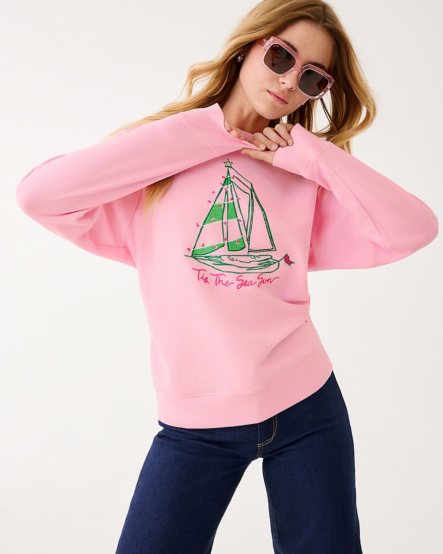 Ballad Long Sleeve Sweatshirt - Multi Holiday Party Boat Embellishment