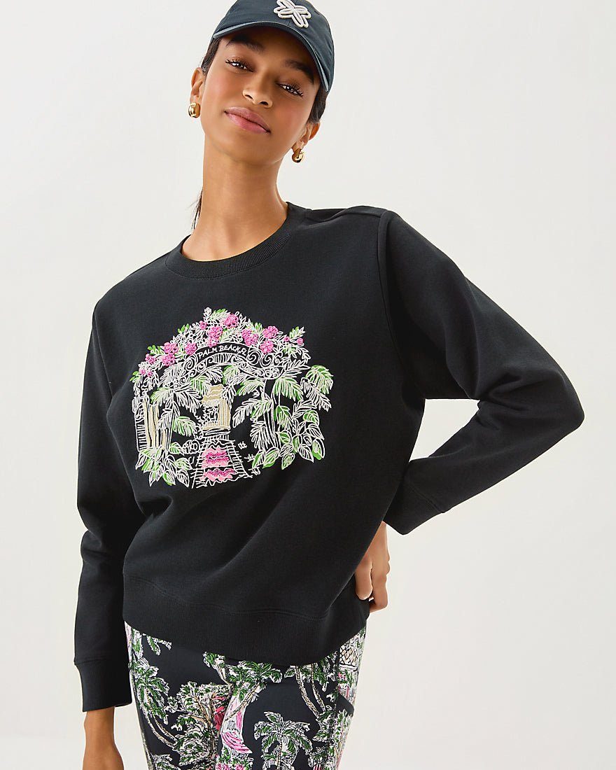 Ballad Long Sleeve Sweatshirt - Noir Palm Beach Toile