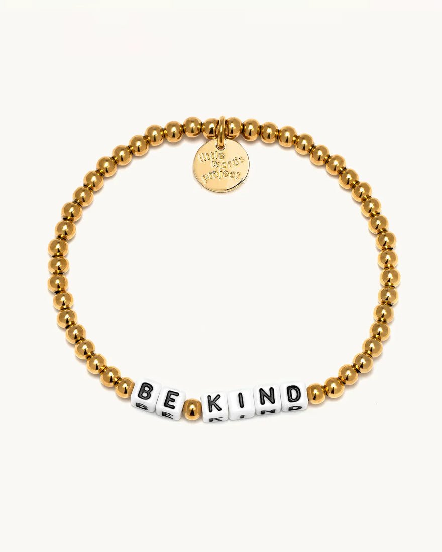 Be Kind Gold Beaded Bracelet - White