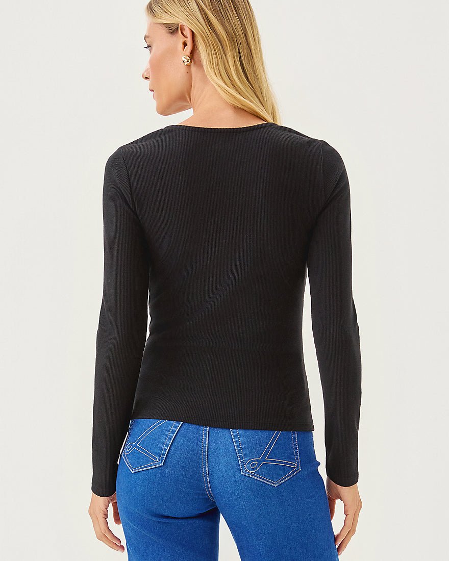Beaty Long Sleeve Knit Top - Noir