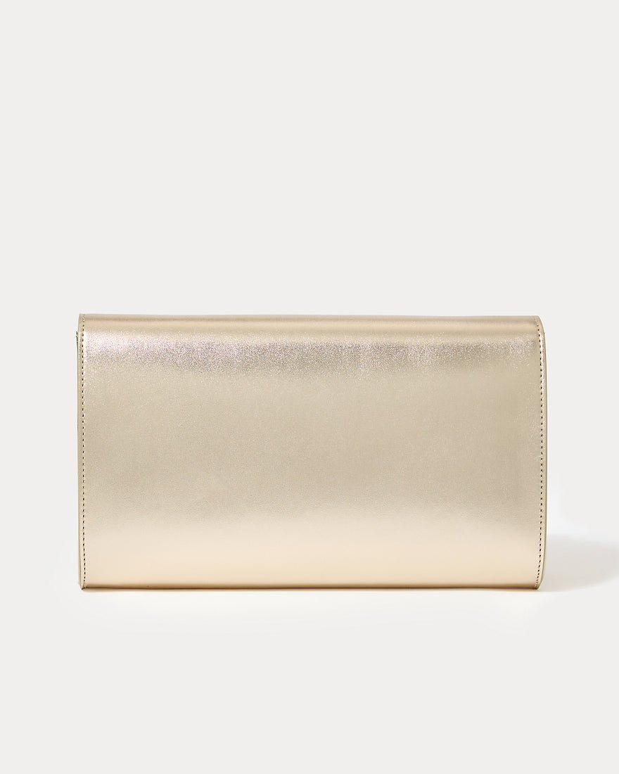 Brit Leather Logo Clutch - Gold Metallic