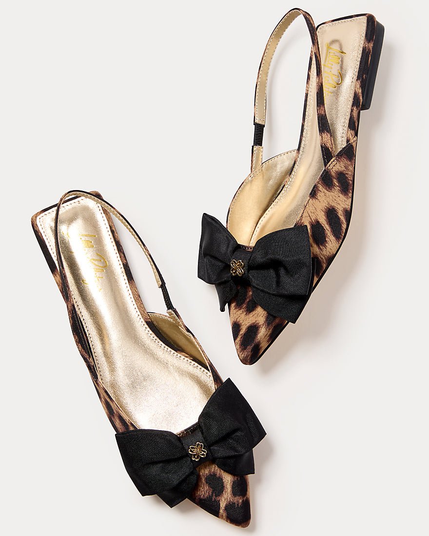 Brit Leopard Bow Slingback - Multi Leopard Faille