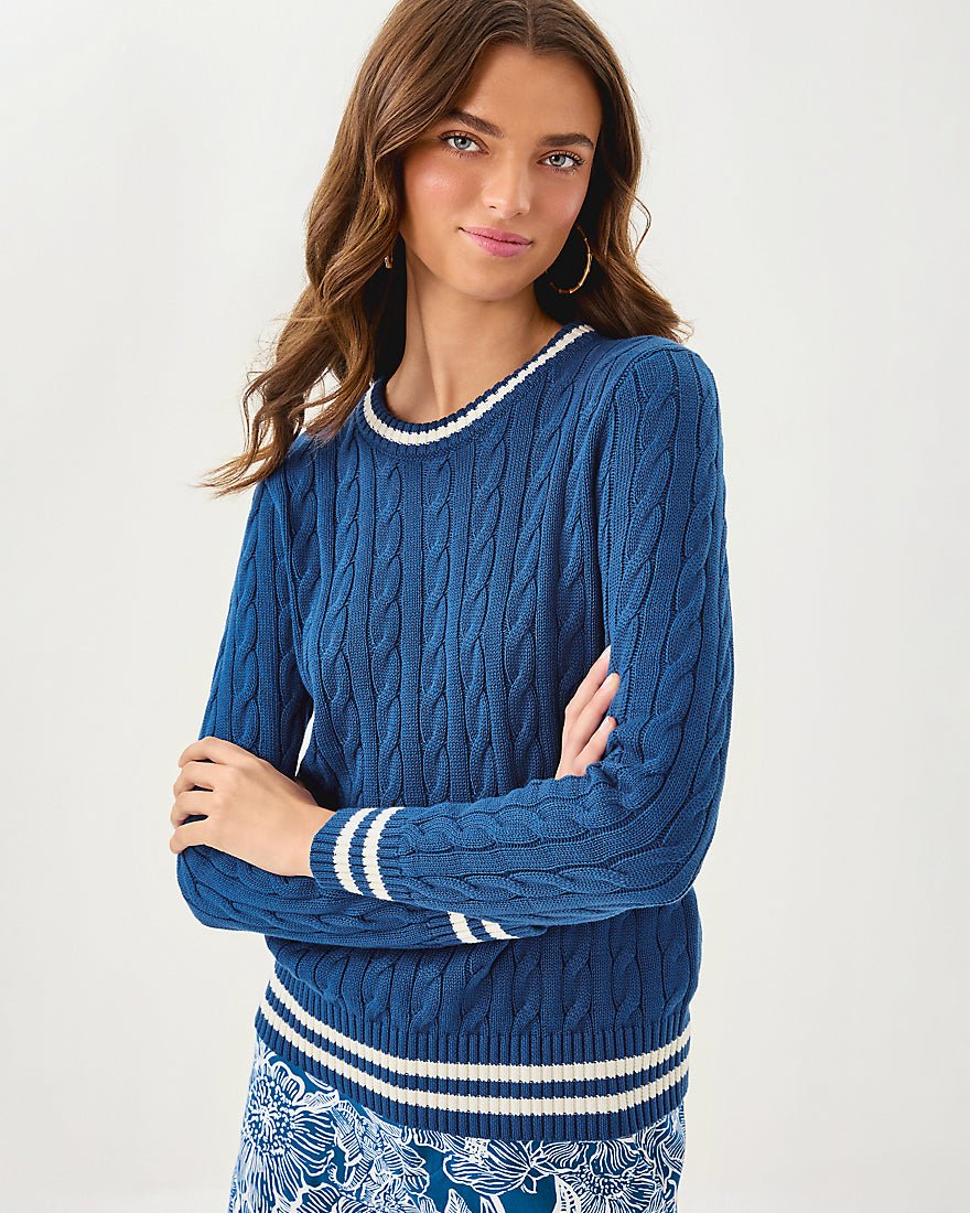 Brockton Crew Neck Sweater - Starlight Navy X Coconut Tipping