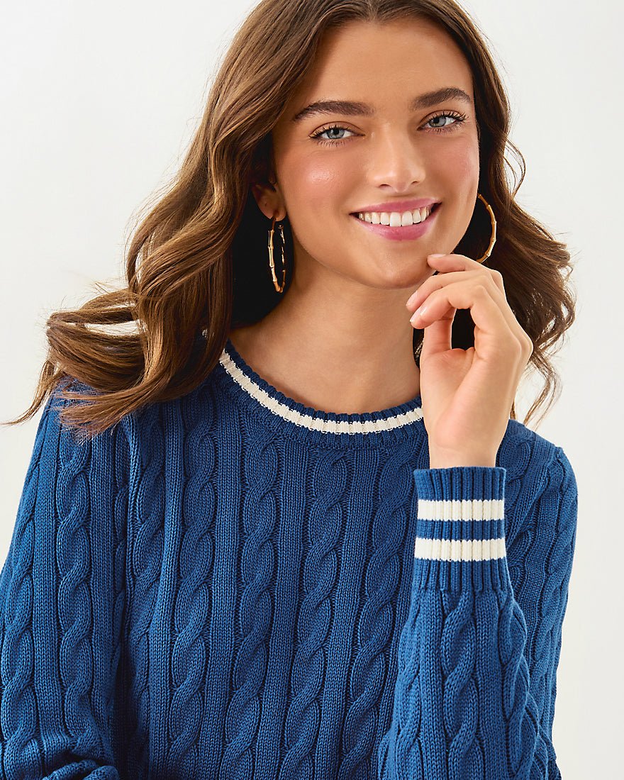 Brockton Crew Neck Sweater - Starlight Navy X Coconut Tipping