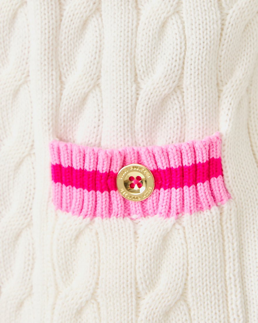 Brockton Polo Cardigan - Coconut X Pink Bliss Tipping