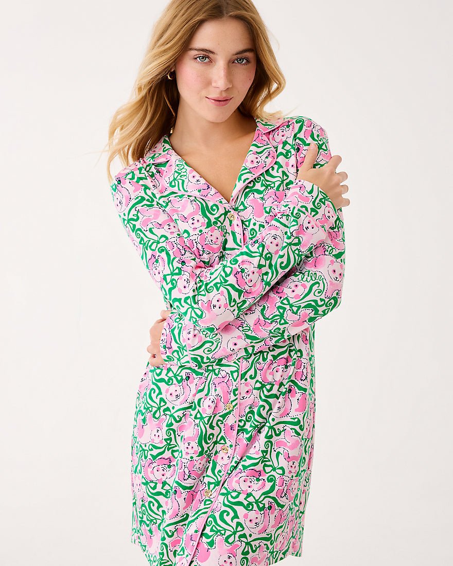 Brona Pj Sleepdress - Pink Quartz Panda N Bows