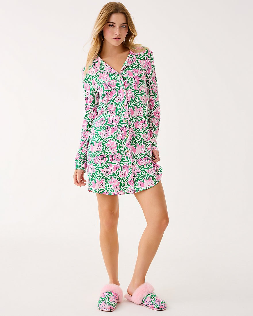 Brona Pj Sleepdress - Pink Quartz Panda N Bows