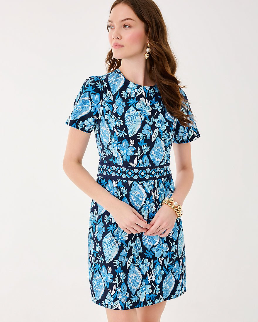 Lilly Pulitzer - Brynne Stretch Shift Dress - Low Tide Navy Seashell Splendor