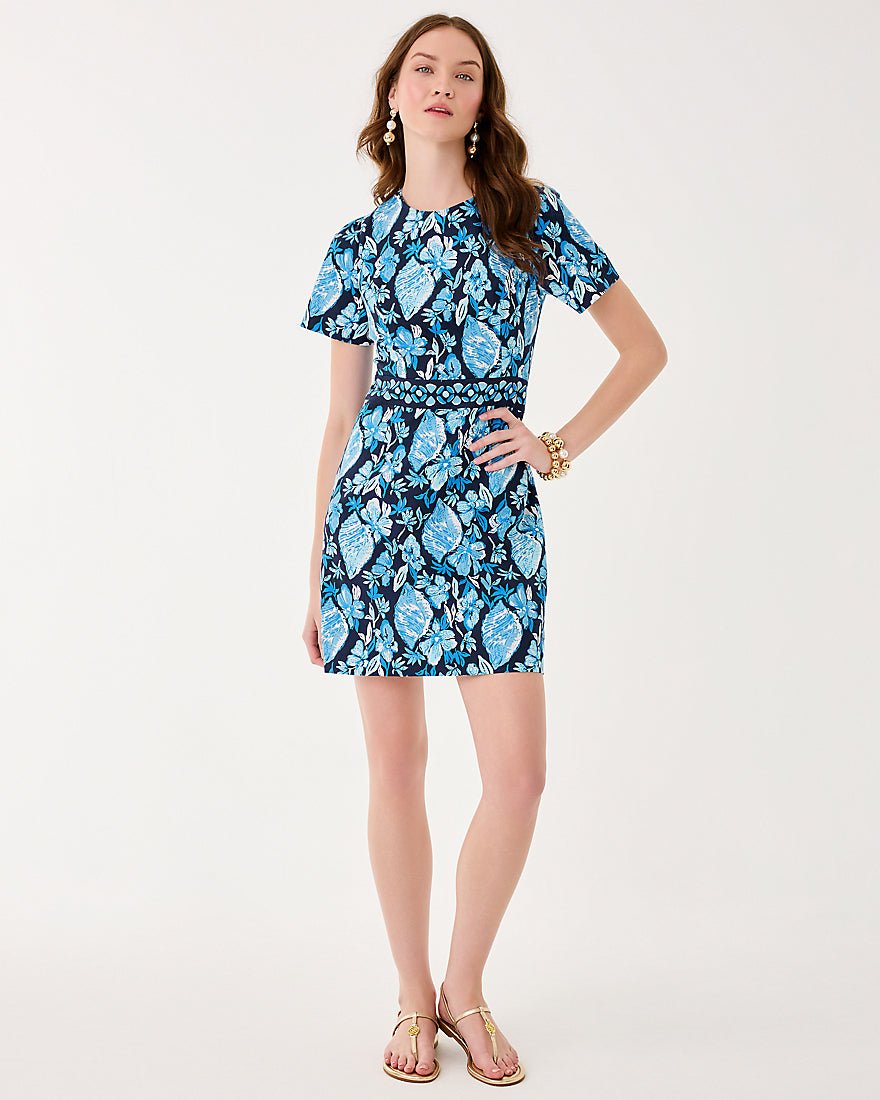 Lilly Pulitzer - Brynne Stretch Shift Dress - Low Tide Navy Seashell Splendor