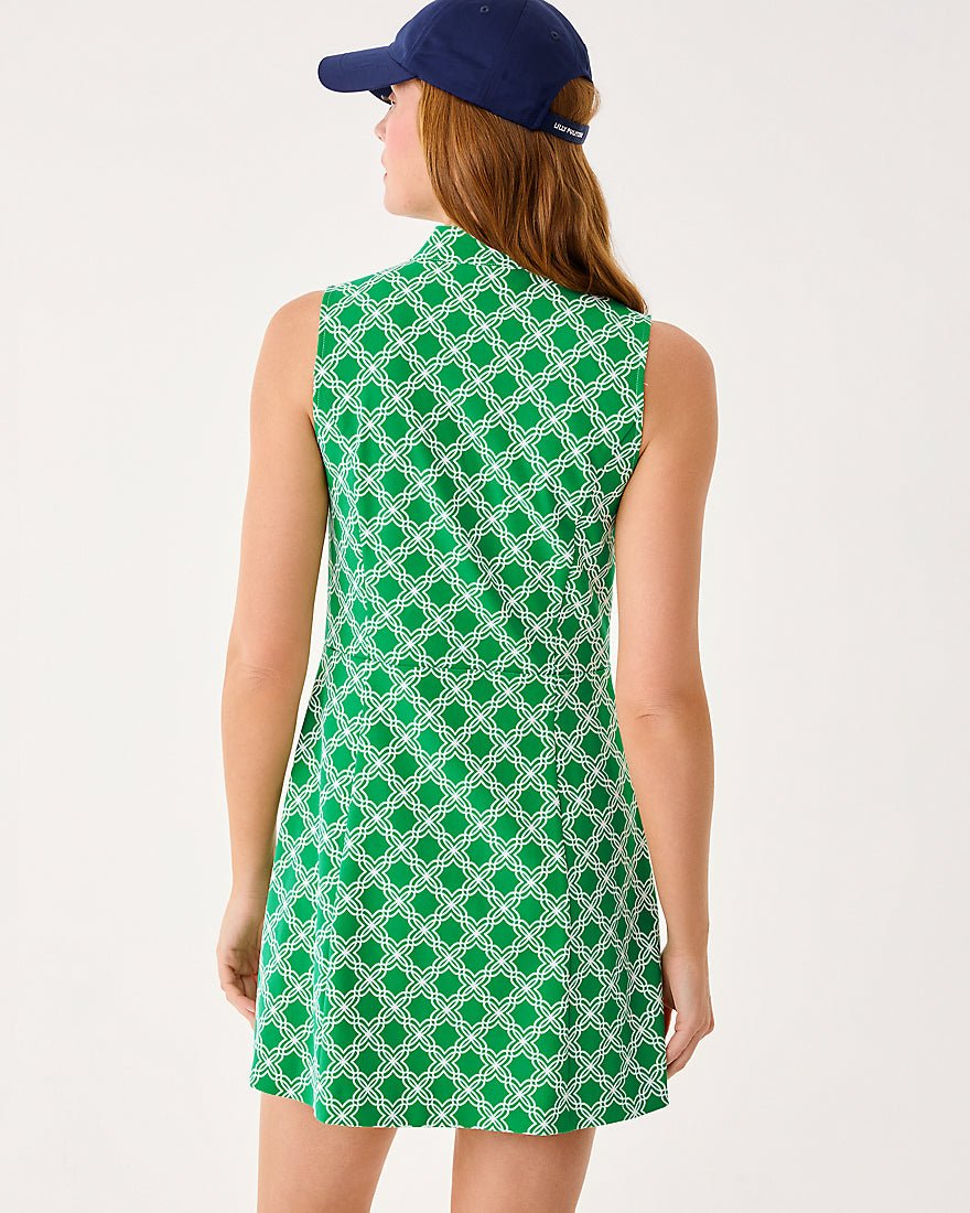 Lilly Pulitzer - Catarina Ruffle Dress Upf 50 Plus - Bamboo Green Boo Green Open Butterfly Pattern