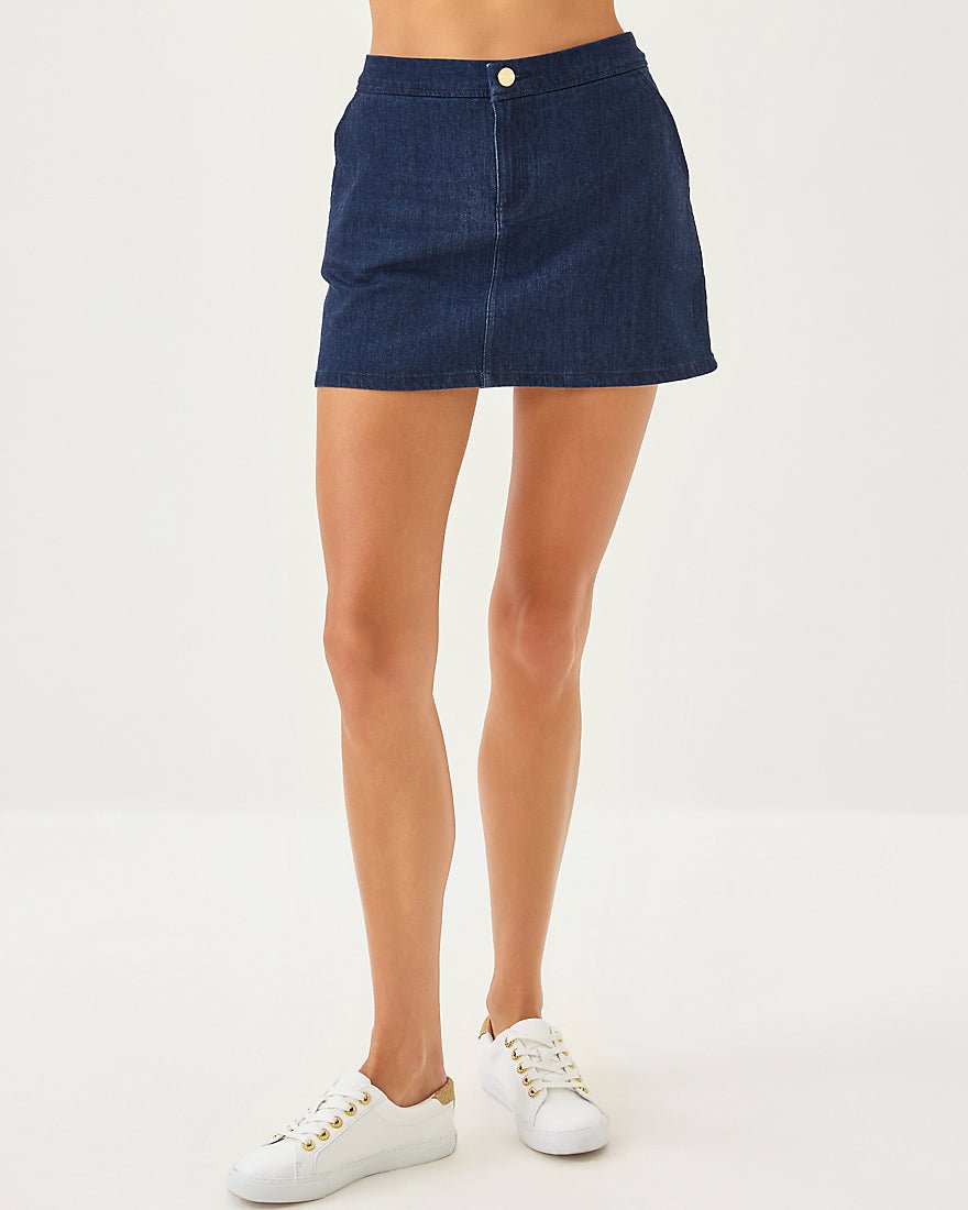Colette Stretch Denim Skirt - Dark Wash