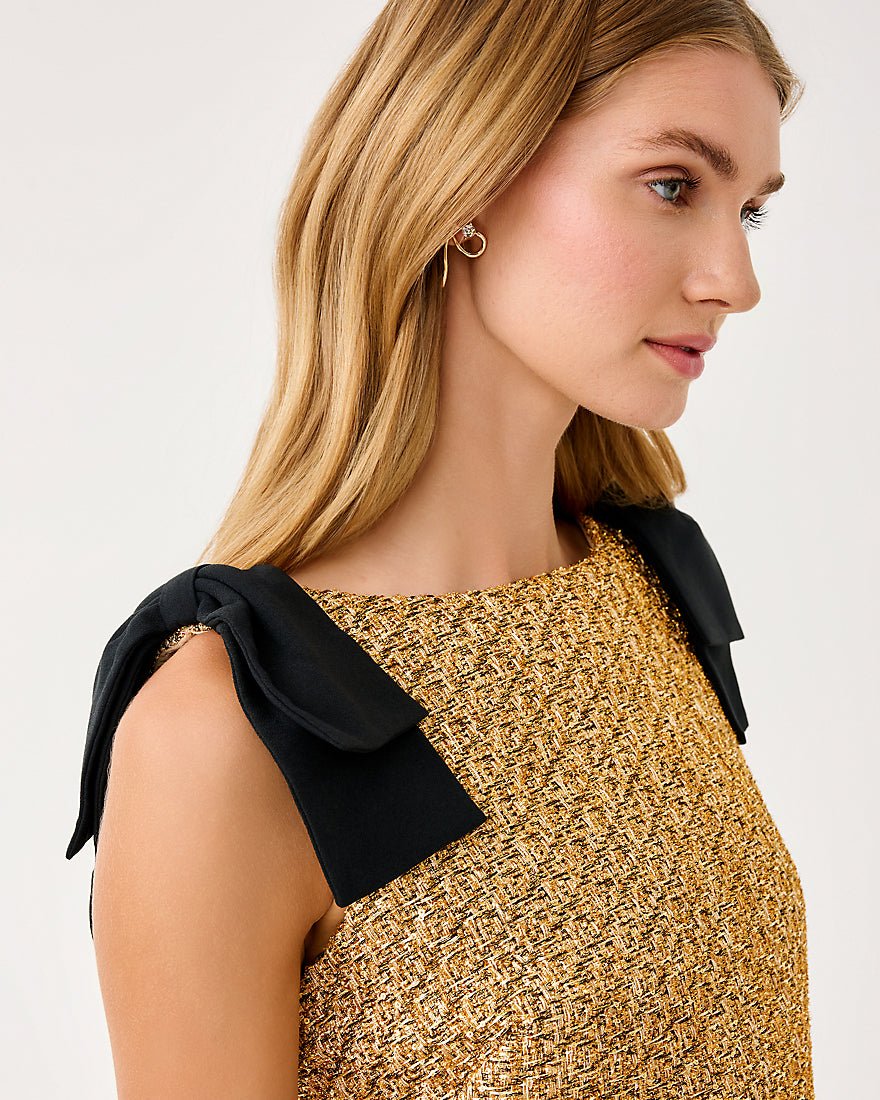 Lilly Pulitzer - Cora Skirted Romper - Gold Metallic Golden Glow Boucle