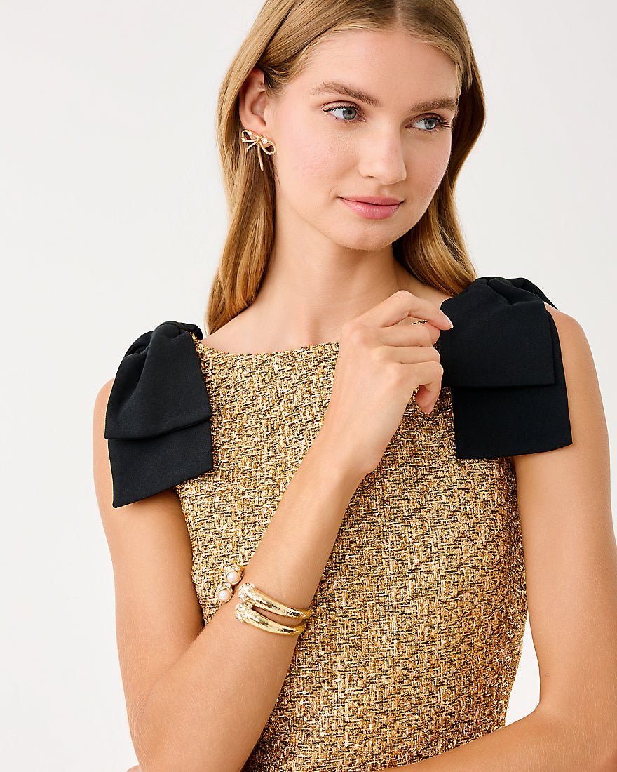 Lilly Pulitzer - Cora Skirted Romper - Gold Metallic Golden Glow Boucle