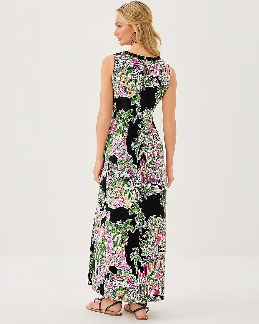Darlene Stretch Maxi Shift Dress - Onyx Pb Anniversary Toile