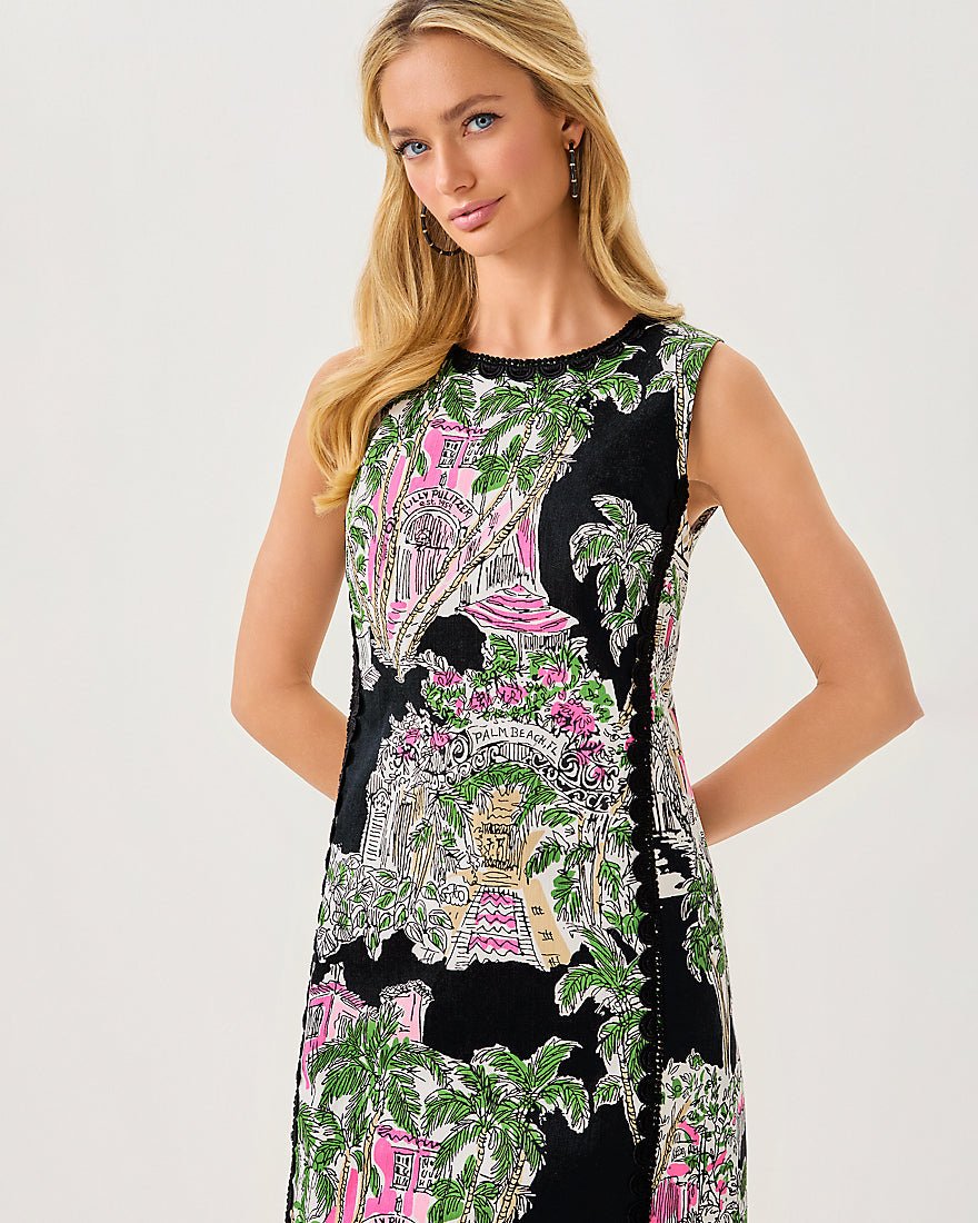 Darlene Stretch Maxi Shift Dress - Onyx Pb Anniversary Toile