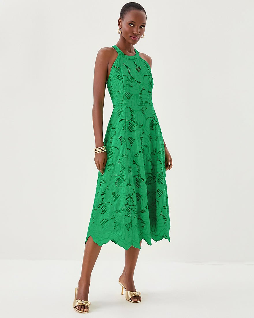 Denise Lace Midi Dress - Kitts Green Sway With Me Scalloped Lace