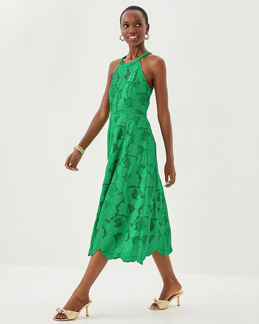 Denise Lace Midi Dress - Kitts Green Sway With Me Scalloped Lace