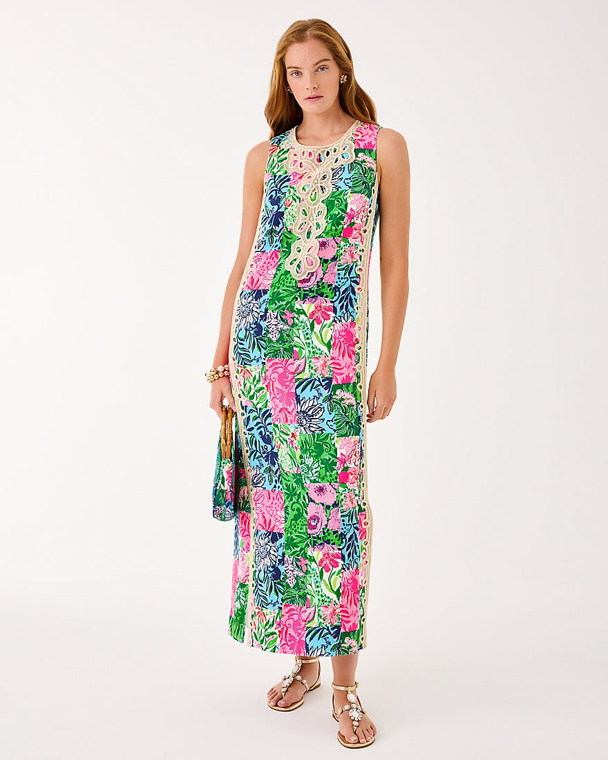 Edita Maxi Shift Dress - Multi Party Punch Patch