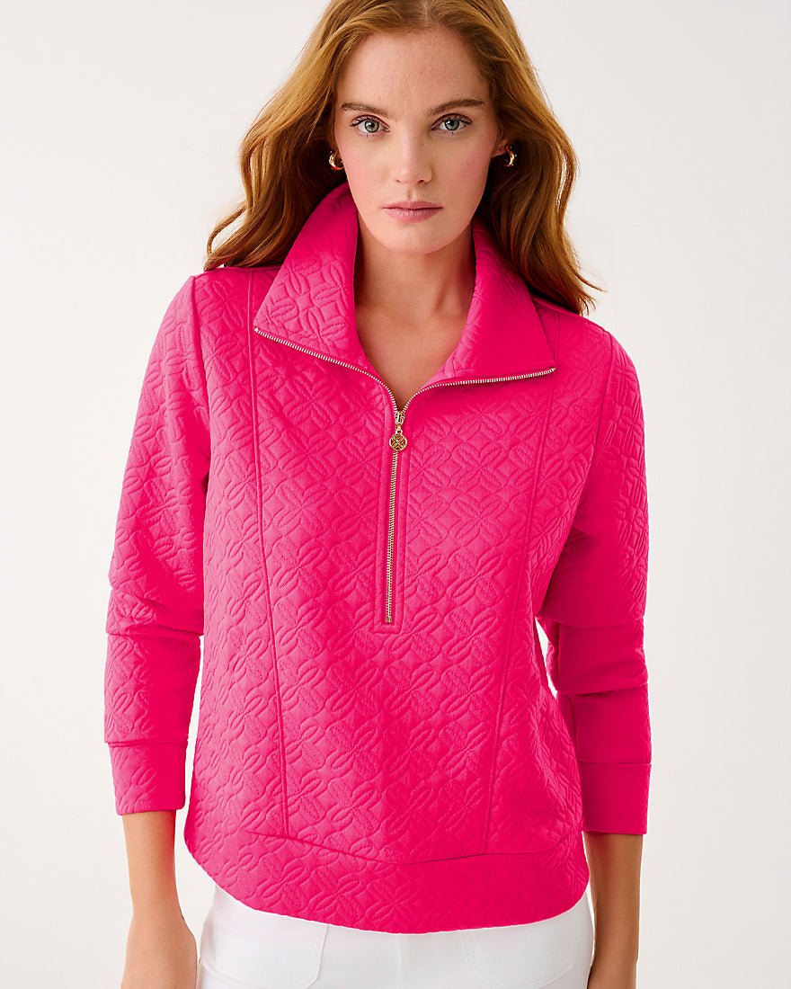 Eleni Pullover - Sun Shell Pink Butterfly Quilted Knit