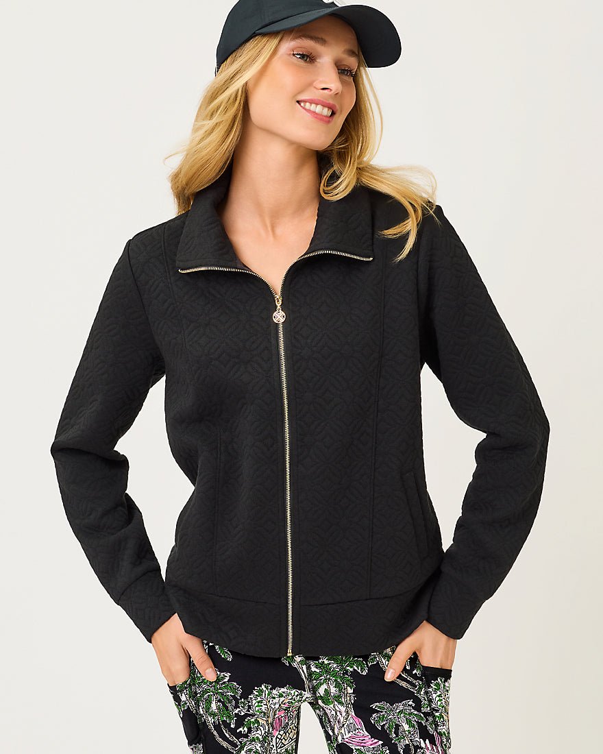 Eleni Zip Up Jacket - Noir Butterfly Quilted Knit