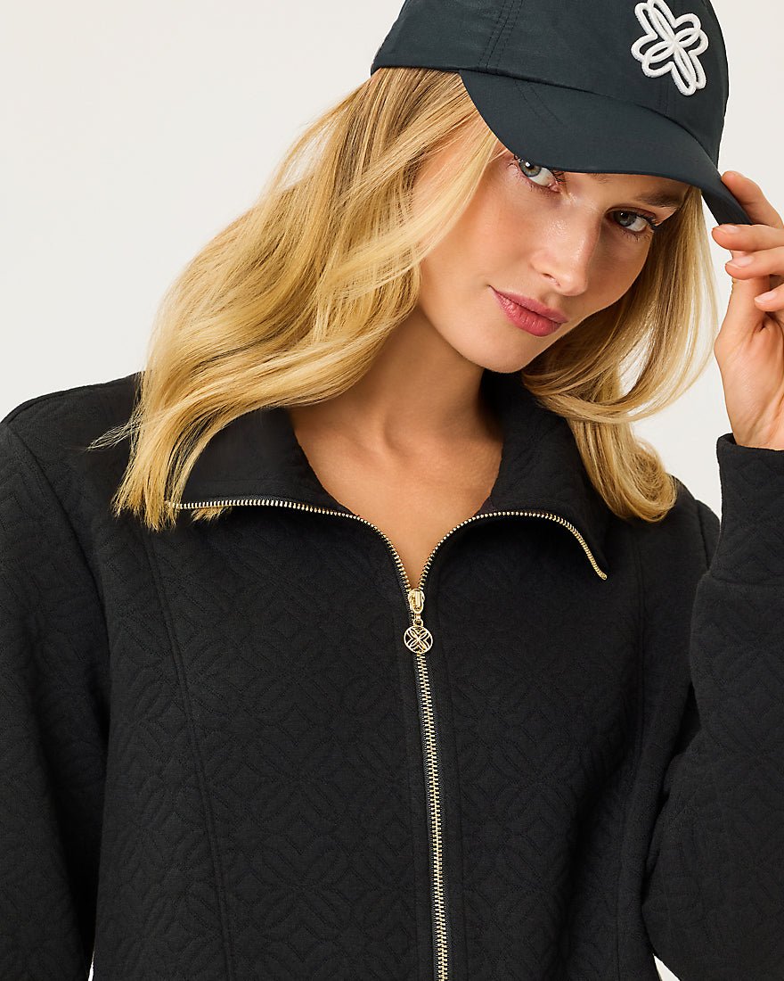 Eleni Zip Up Jacket - Noir Butterfly Quilted Knit