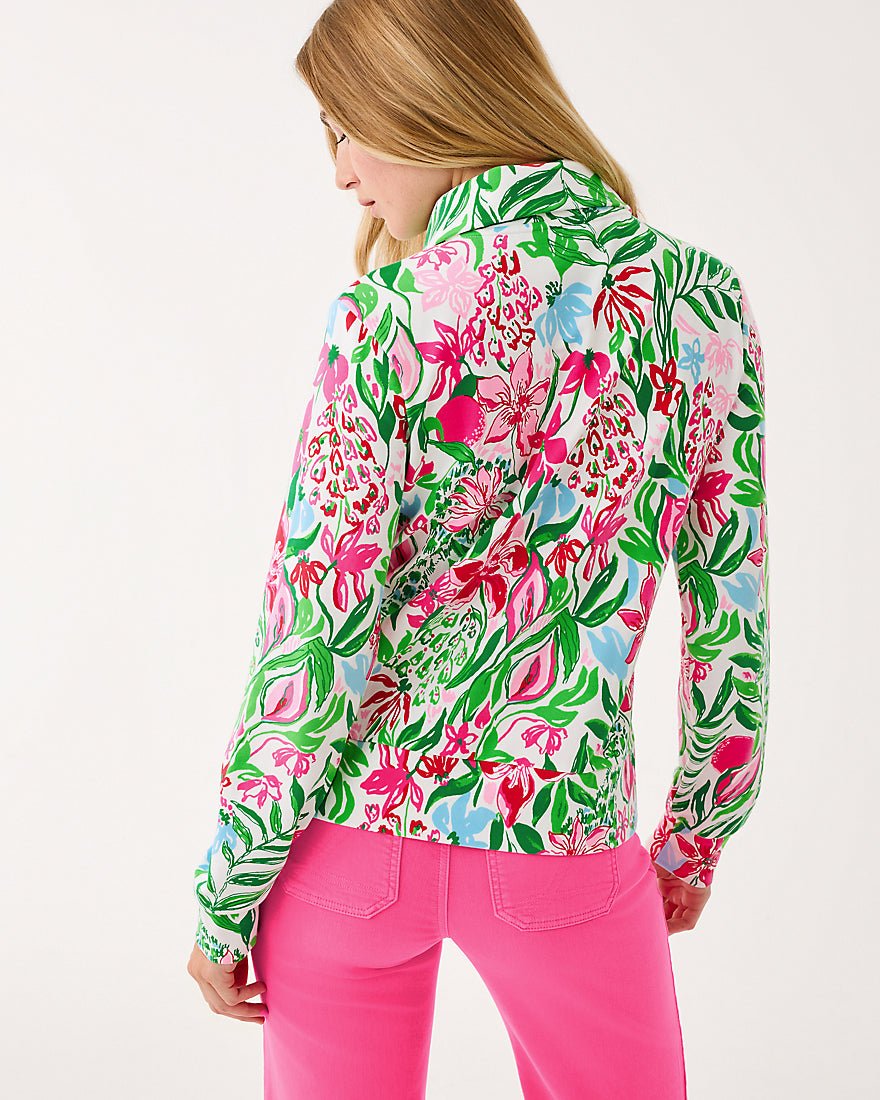 Eleni Zip Up Upf 50 Plus Pullover - Multi Glowing Gardens