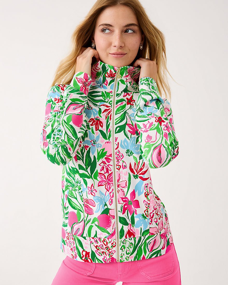 Eleni Zip Up Upf 50 Plus Pullover - Multi Glowing Gardens