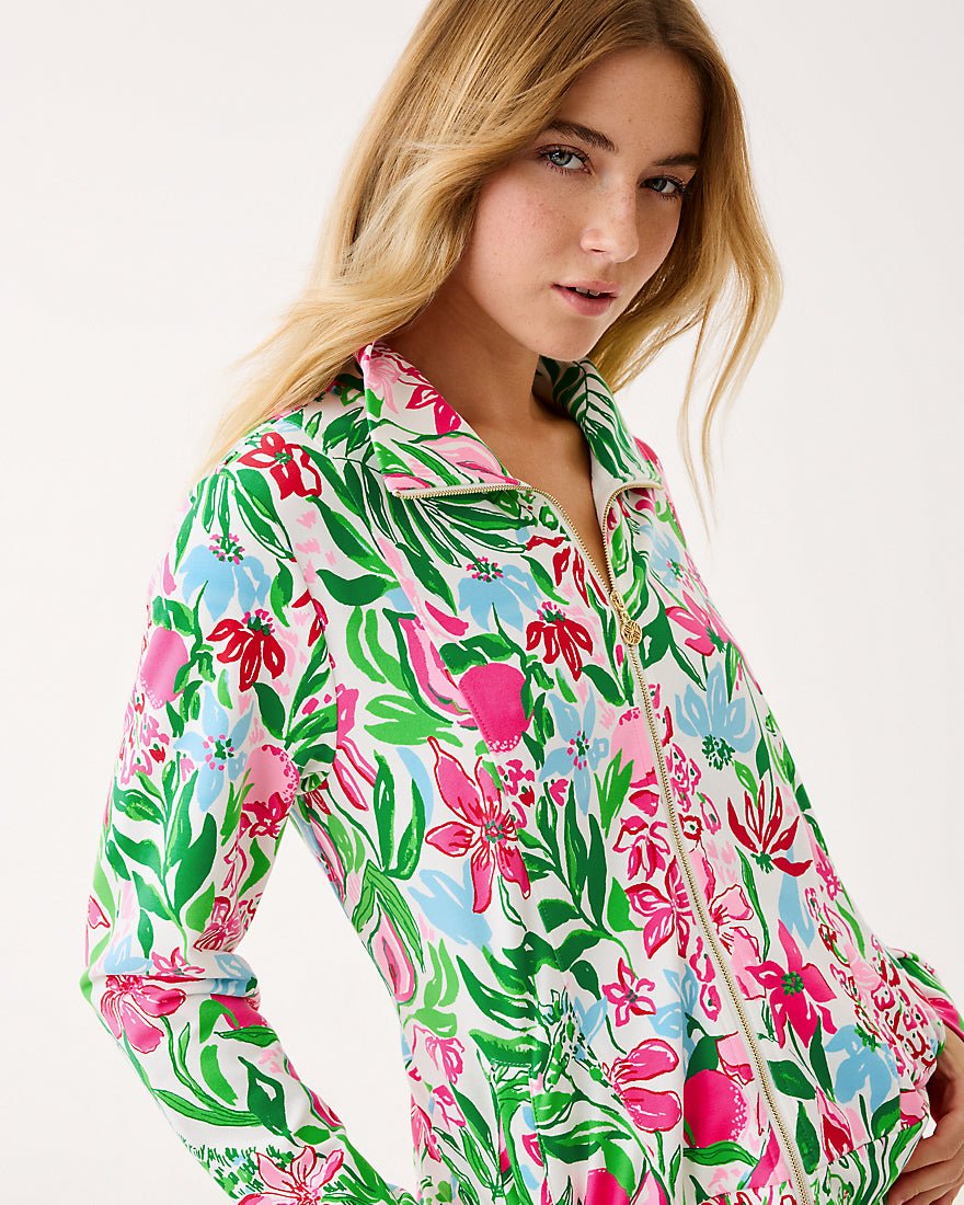 Eleni Zip Up Upf 50 Plus Pullover - Multi Glowing Gardens