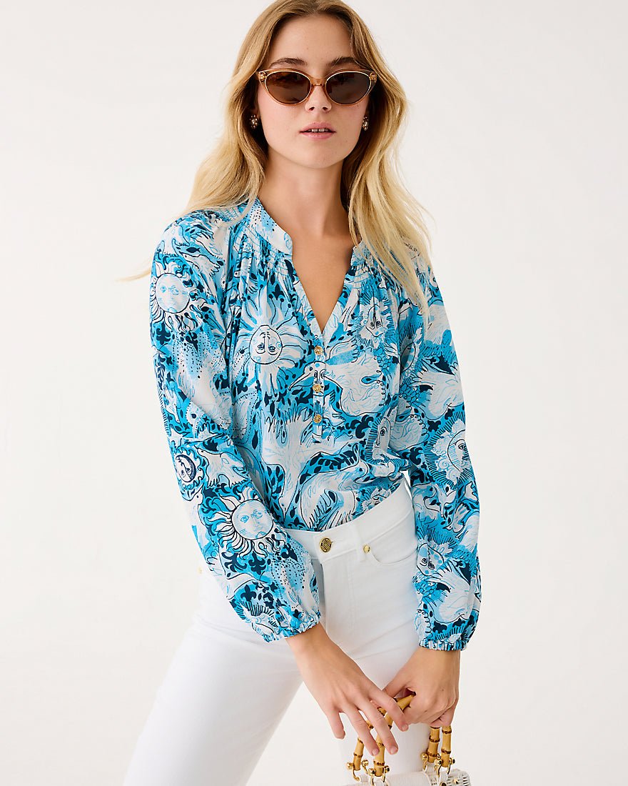 Lilly Pulitzer - Elsa Top - Bellevue Blue Lilly Gulls