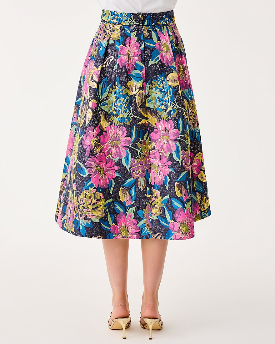 Elyce Midi Skirt - Multi Canopy Blooms Floral Jacquard