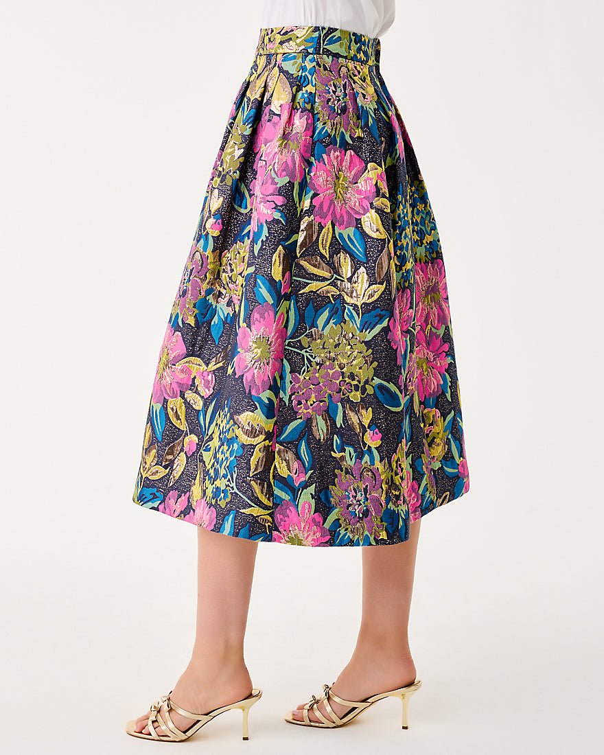 Elyce Midi Skirt - Multi Canopy Blooms Floral Jacquard