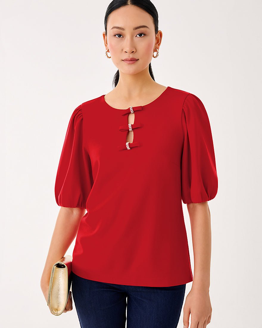 Ethenia Knit Top - Cranberry Red