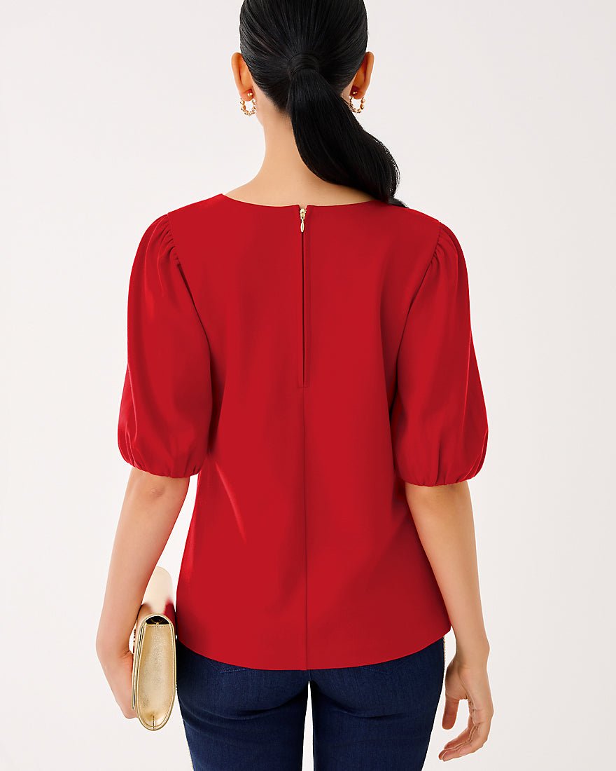 Ethenia Knit Top - Cranberry Red
