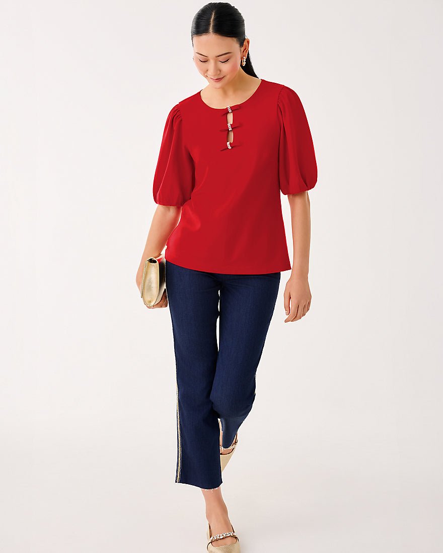 Ethenia Knit Top - Cranberry Red