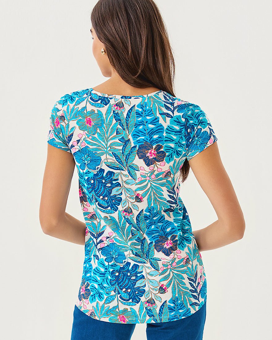 Etta Scoop Neck Top - Breezy Aqua Best Fronds Forever