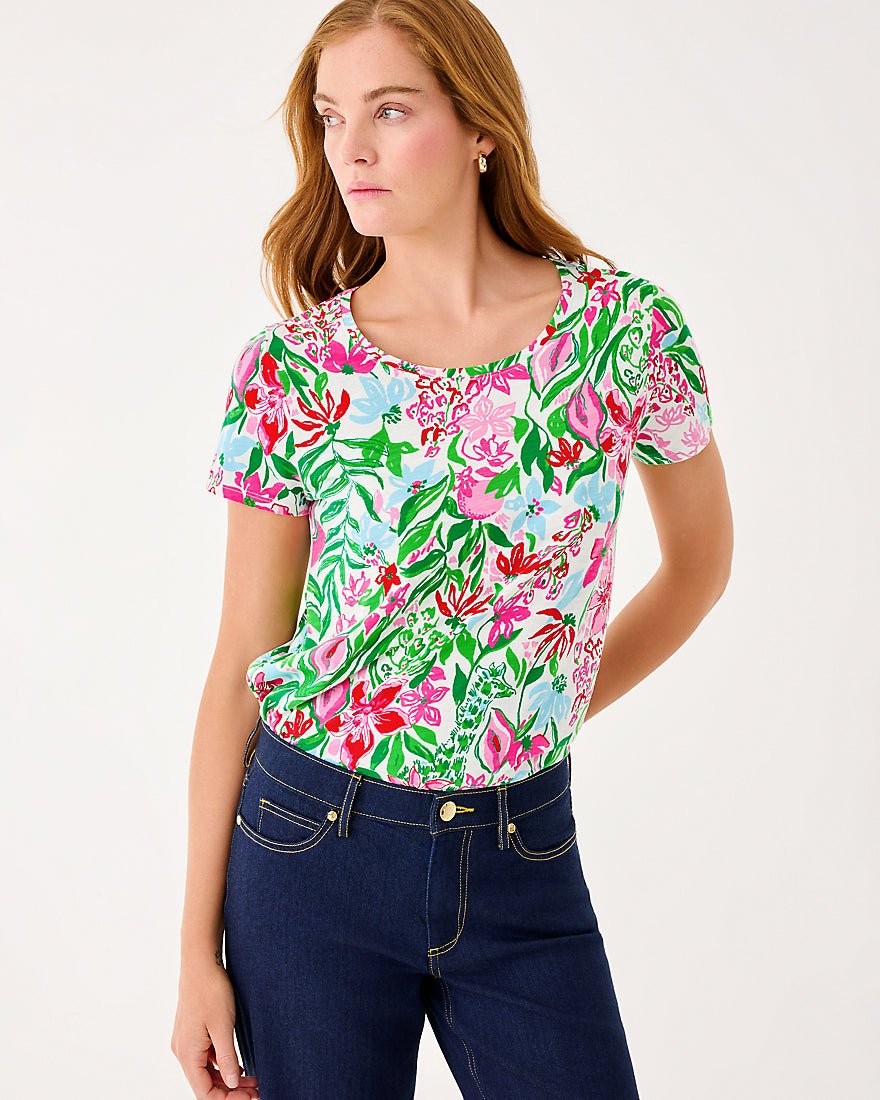 Etta Scoop Neck Top - Multi Glowing Gardens
