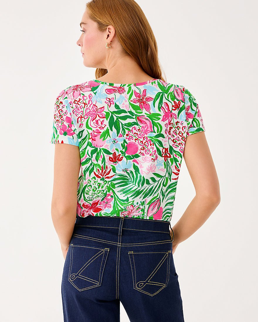 Etta Scoop Neck Top - Multi Glowing Gardens