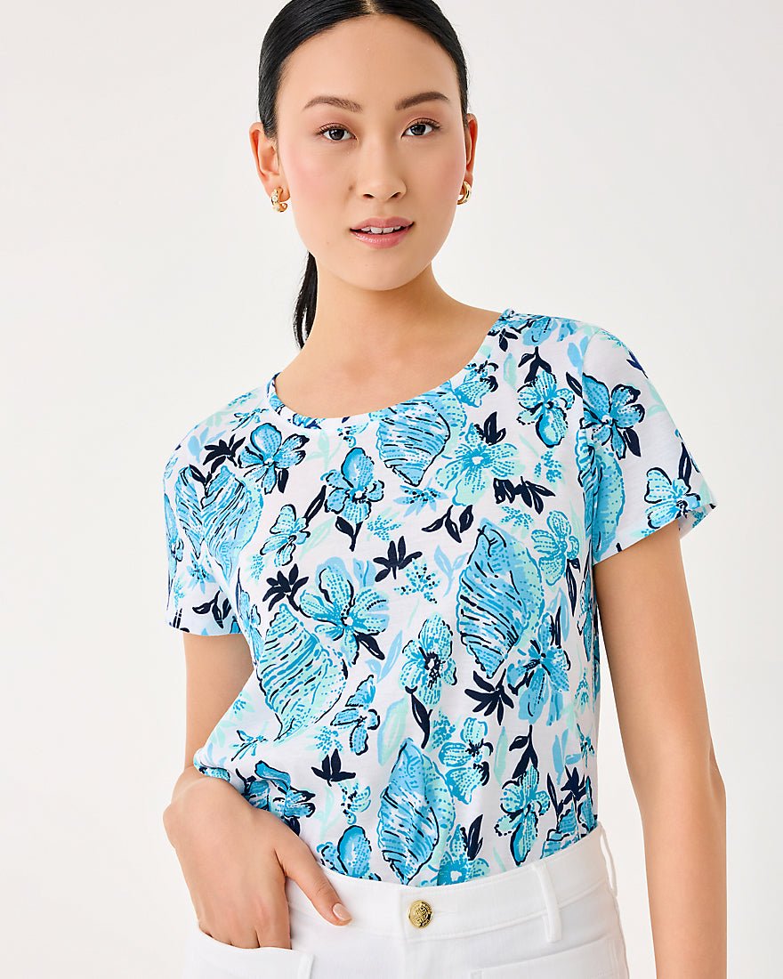Lilly Pulitzer - Etta Scoop Neck Top - Resort White Seashell Splendor