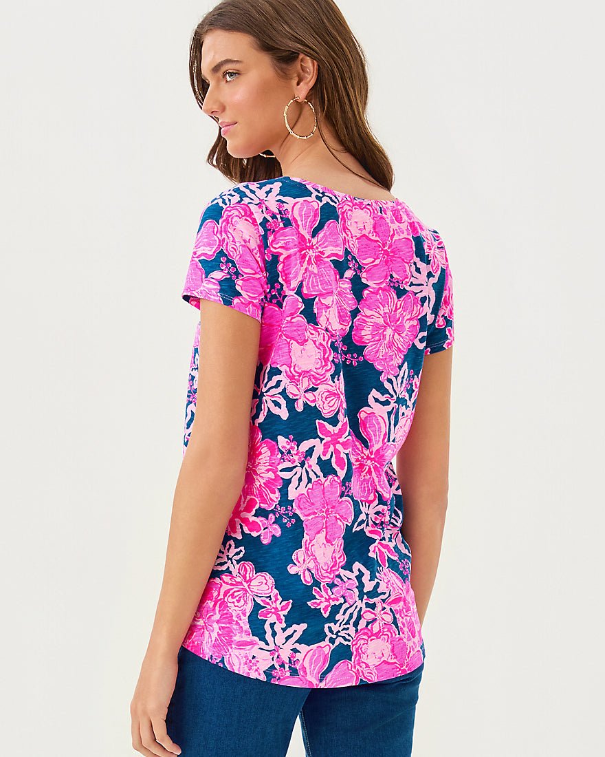 Etta Scoop Neck Top - Starlight Navy Once And Floral